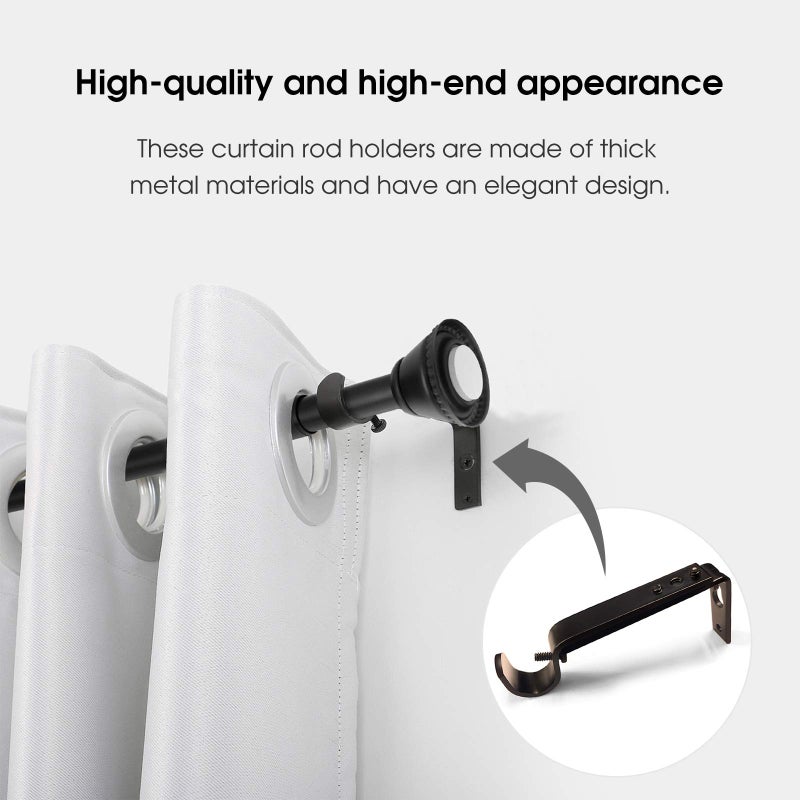IHRDNNR Curtain Rod Holders Heavy Duty Adjustable Rod Brackets for 7/8 or 1 Inch Rods, Set of 3 (Bronze) - Image 4